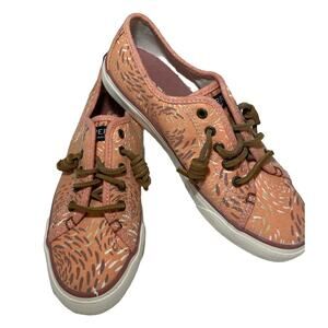 Sperry Top Sider Orange Canvas Boat Shoes Women's US 6 1/2 Medium Coastal